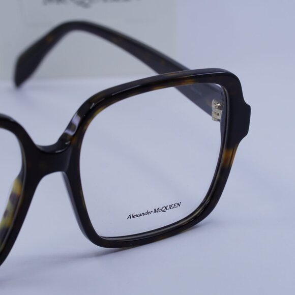 Alexander McQueen AM0286O 002 Square Eyeglasses 55mm - Havana - Picture 6 of 11
